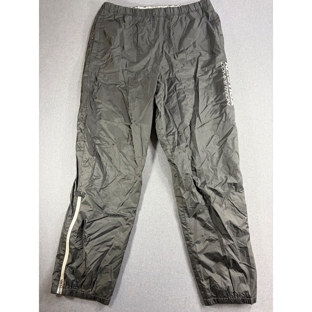Nautica Competition Mens Nylon Track Pants Black Neon Yellow Mesh Large Y2K